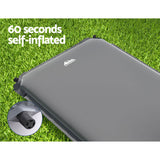 Weisshorn Self Inflating Mattress Camping Sleeping Mat Air Bed Pad Single Grey - Top-Down View