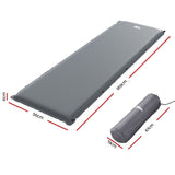 Weisshorn Self Inflating Mattress Camping Sleeping Mat Air Bed Pad Single Grey - Front View