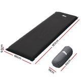 Weisshorn Self Inflating Mattress Camping Sleeping Mat Air Bed Pad Single Black - Front View