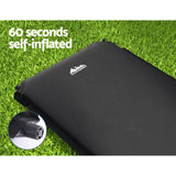 Weisshorn Self Inflating Mattress Camping Sleeping Mat Air Bed Pad Single Black - Top-Down View