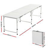 Weisshorn Folding Camping Table 240CM Portable Outdoor Picnic BBQ Aluminium Desk - Front View