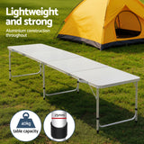 Weisshorn Folding Camping Table 240CM Portable Outdoor Picnic BBQ Aluminium Desk - Top-Down View