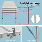 Weisshorn Folding Camping Table 240CM Portable Outdoor Picnic BBQ Aluminium Desk - Close-Up Angle