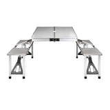 Weisshorn Folding Camping Table Outdoor Picnic BBQ With 2 Bench Chairs Set - Side View