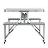 Weisshorn Folding Camping Table Outdoor Picnic BBQ With 2 Bench Chairs Set - Top-Down View