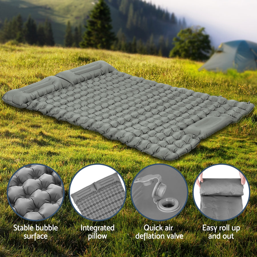 Weisshorn Self Inflating Mattress Camping Sleeping Mat Air Bed Double Pillow Bag, image 6