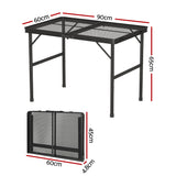 Weisshorn Folding Camping Table 90CM Portable Outdoor Picnic BBQ Aluminium Desk - Front View