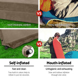 Weisshorn Self Inflating Mattress 10CM Camping Sleeping Mat Air Double Coffee - Rear View