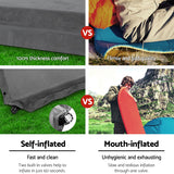 Weisshorn Self Inflating Mattress 10CM Camping Sleeping Mat Air Double Grey - 45-Degree Angle