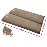 Weisshorn Self Inflating Mattress Camping Sleeping Mat Air Bed Double Set Coffee - Front View