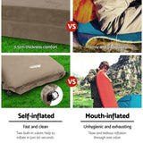 Weisshorn Self Inflating Mattress Camping Sleeping Mat Air Bed Double Set Coffee - 45-Degree Angle