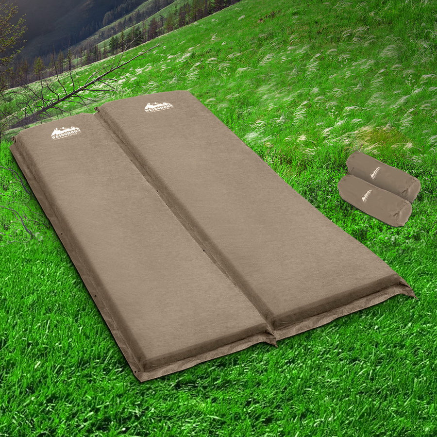 Weisshorn Self Inflating Mattress Camping Sleeping Mat Air Bed Double Set Coffee, image 7