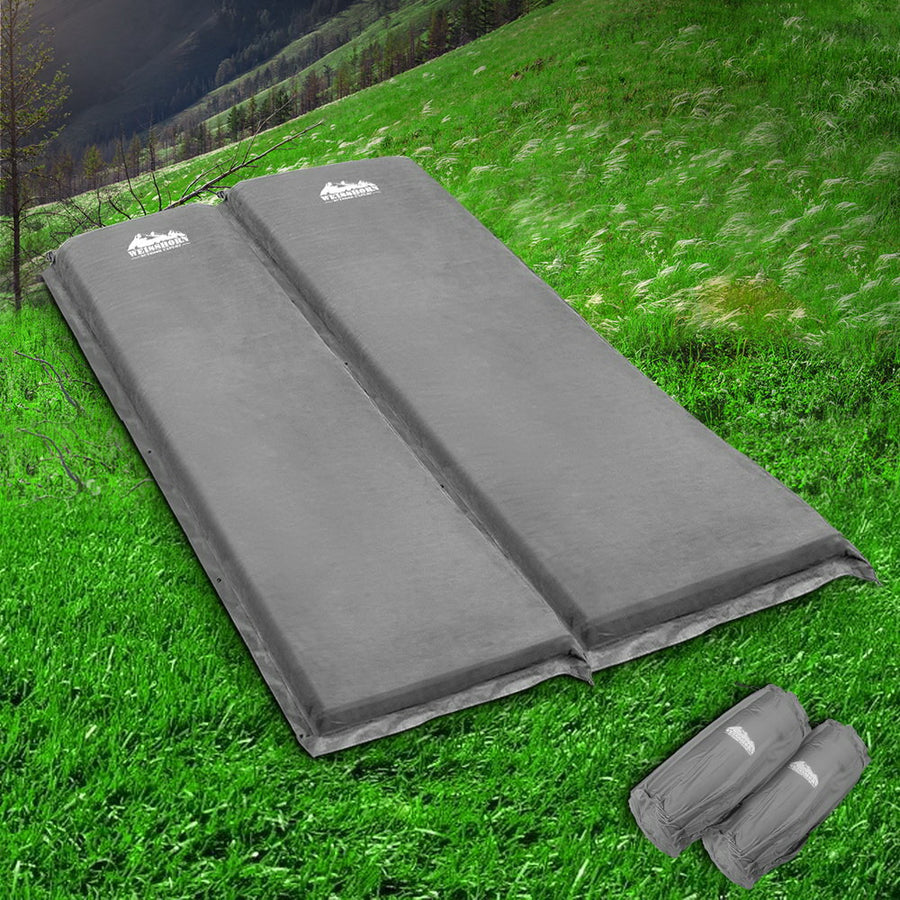 Weisshorn Self Inflating Mattress Camping Sleeping Mat Air Bed Double Set Grey, image 7