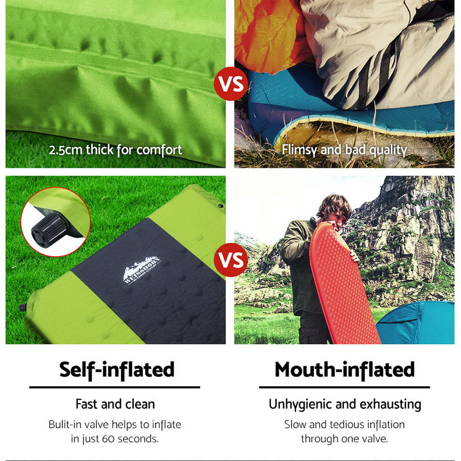 Weisshorn Self Inflating Mattress Camping Sleeping Mat Air Bed Pad Double Green, image 4