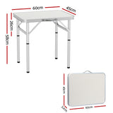 Weisshorn Folding Camping Table 60CM Adjustable Portable Outdoor Picnic Desk - Front View