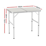 Weisshorn Folding Camping Table 90CM Adjustable Portable Outdoor Picnic Desk - Front View