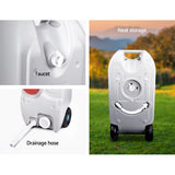 Weisshorn 40L Portable Wheel Water Tank Camping Caravan Storage Grey - 45-Degree Angle