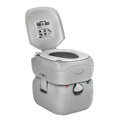 Weisshorn 22L Portable Camping Toilet with Flush, 14L Fresh Water Tank, Grey
