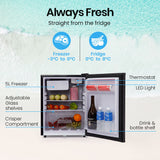 GECKO 70L Portable Bar Fridge and Freezer 12V/24V for Camping, Caravans, Black - Front View