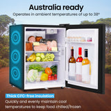 GECKO 70L Portable Bar Fridge and Freezer 12V/24V for Camping, Caravans, Black - Low Angle