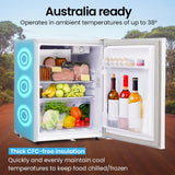 GECKO 70L Portable Bar Fridge and Freezer 12V/24V for Camping, Caravans, Silver - Low Angle