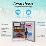GECKO 70L Portable Bar Fridge and Freezer 12V/24V for Camping, Caravans, Silver - Front View