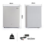GECKO 70L Portable Bar Fridge and Freezer 12V/24V for Camping, Caravans, Silver