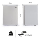 GECKO 70L Portable Bar Fridge and Freezer 12V/24V for Camping, Caravans, Silver - Rear View
