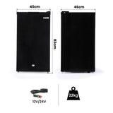 GECKO 95L Portable Upright Fridge, 12V/24V for Motorhome, Caravan, Black