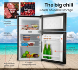 GECKO 95L Portable Upright Fridge, 12V/24V for Motorhome, Caravan, Black