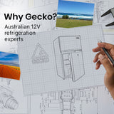 GECKO 125L Portable Upright Fridge, 12V/24V for Motorhome, Caravan, Black - 45-Degree Angle