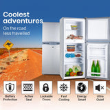 GECKO 125L Portable Upright Fridge, 12V/24V for Motorhome, Caravan, Silver - Top-Down View