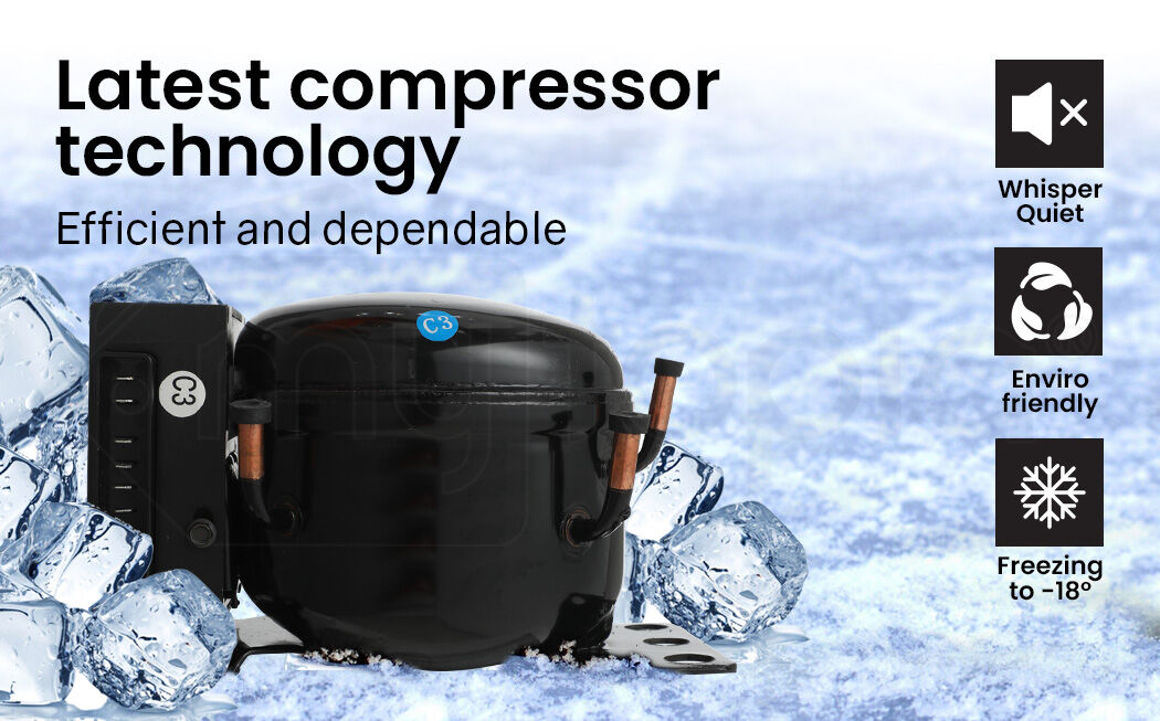 GECKO 57L Portable Camping Bar Fridge with Freezer 12V/24V, Black