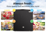 GECKO 57L Portable Camping Bar Fridge with Freezer 12V/24V, Black