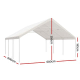 Instahut Carports 6x6m Carport Kits Steel Shelter Gazebo Canopy Garage Portable Garden Shed - Front View