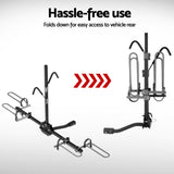 Giantz 2 Bicycle Bike Carrier Rack Car 2 Hitch Mount Platform Foldable Black,Giantz 2 Bicycle Bike Carrier Rack Car 2 Hitch Mount Platform Foldable Black - Rear View