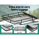 Giantz Universal Car Roof Rack Basket Luggage Vehicle Cargo Carrier 123cm Black - 45-Degree Angle