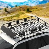 Giantz Universal Car Roof Rack Basket Luggage Vehicle Cargo Carrier 160cm Black - Close-Up Angle