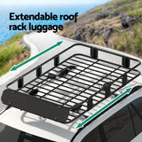 Giantz Universal Car Roof Rack Basket Luggage Vehicle Cargo Carrier 160cm Black - Rear View