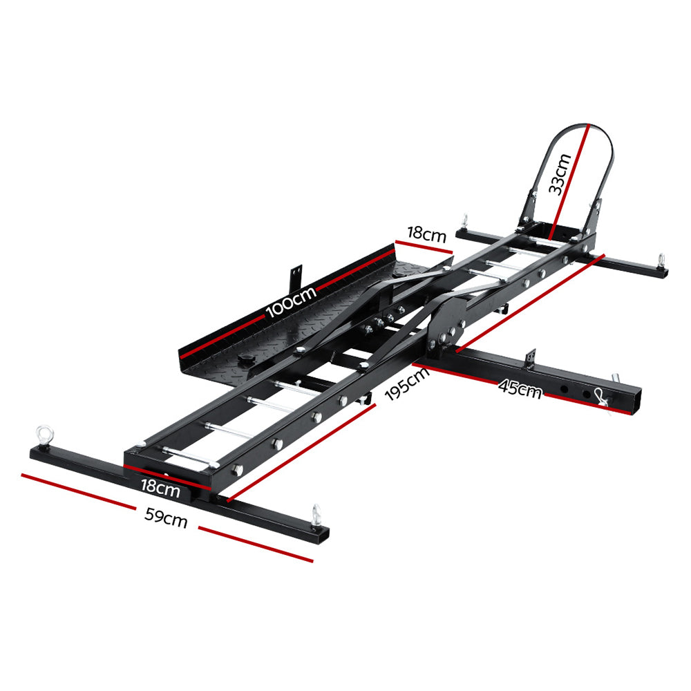 Giantz Motorcycle Motorbike Carrier Rack Arm Dirt Bike Ramp 2Towbar Steel Black,Giantz Motorcycle Mo
