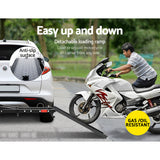 Giantz Motorcycle Motorbike Carrier Rack Arm Dirt Bike Ramp 2Towbar Steel Black,Giantz Motorcycle Mo