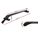 Universal Car Roof Racks Pod Aluminium Cross Bars Clamps Lockable 90cm Black - Front View