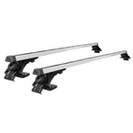 Universal car roof rack cross bars, 145cm, silver aluminium