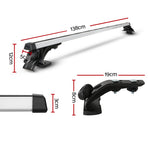 Universal car roof rack cross bars, 145cm, silver aluminium, adjustable tower feet with tightening knobs