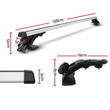Universal Car Roof Racks Pod Aluminium Cross Bars Brackets 145cm Silver - Front View