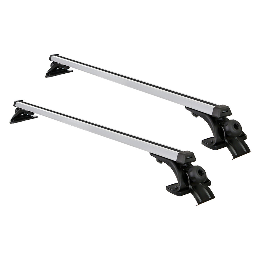 Universal car roof rack cross bars, 145cm, silver aluminium, door frame brackets