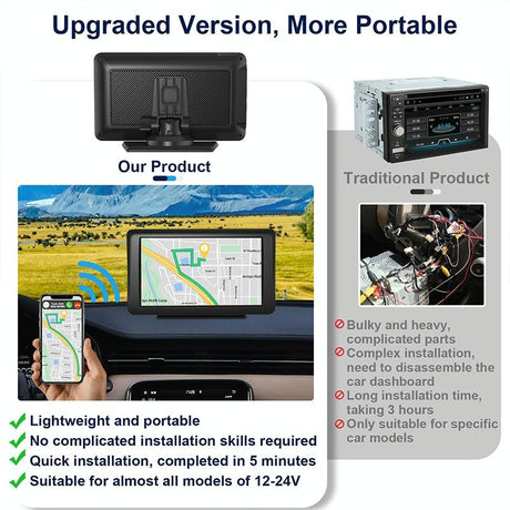 7 Touch Display Car Navigator With Wireless Carplay Bluetooth And Reversing Image - Portable And Smart-1915197201848602628