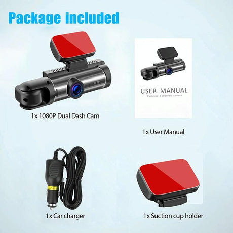 1080P Hd Dual Lens Night Vision Driving Recorder - 3.16 Inch-1915198023563087874