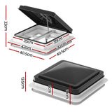 Weisshorn Caravan Roof Vent Hatch RV Skylight Motorhome Camper 350x350mm Black - Front View