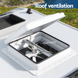 Weisshorn Caravan Roof Vent Fan Air Exhaust Hatch 12V RV Motorhome Camper White - Top-Down View